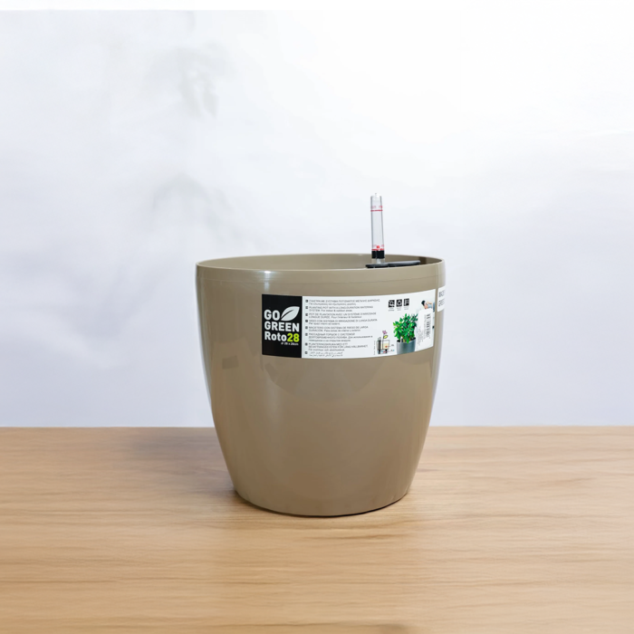 حوض نباتات ري ذاتي دائري 28 سم  - رصاصي