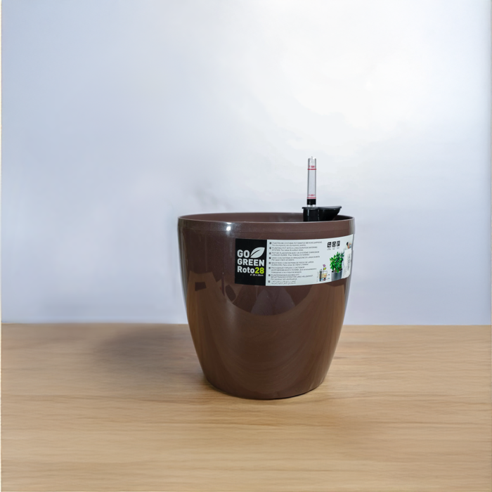 حوض نباتات ري ذاتي دائري 28 سم  - بني