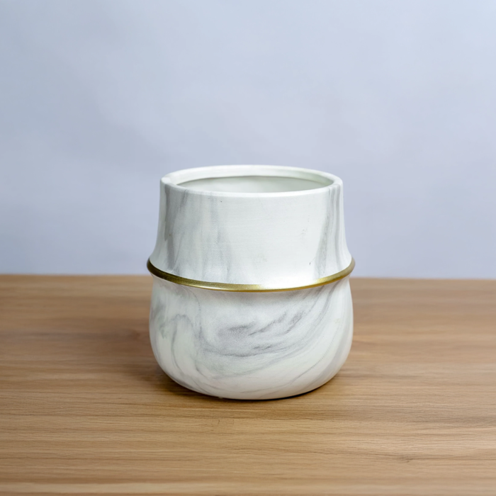 حوض رخامي دائري بحزام ذهبي 13 سم