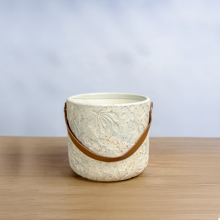 حوض رخامي مزخرف وماسك بني  12 سم